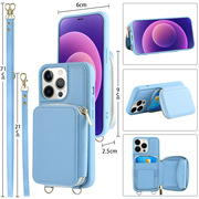 适用于iPhone14pro手机壳斜挎拉链多功能卡包钱包式适用苹果13保护皮套