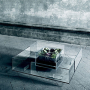 意式极简钢化玻璃透明方形茶几设计师创意个性客厅轻奢艺术茶桌