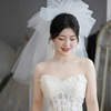 2023头纱抓泡云朵蓬蓬领证头纱韩式结婚新娘摄影造型婚纱跟妆