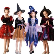 万圣节cos服女童女巫公主裙儿童演出服装化装舞会巫婆吸血鬼装扮