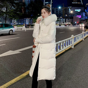 Mealiers中长款白色羽绒服2023韩版时尚显瘦大毛领白鸭绒外套
