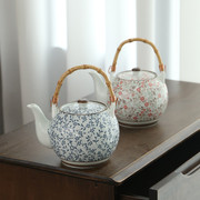 耐高温陶瓷大茶壶1100毫升陶瓷泡茶壶带过滤网，水壶青花瓷茶壶家用