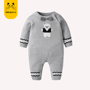 婴儿毛衣连体衣秋冬男女宝宝，套装新生儿针织，爬服外出服0-1岁纯棉