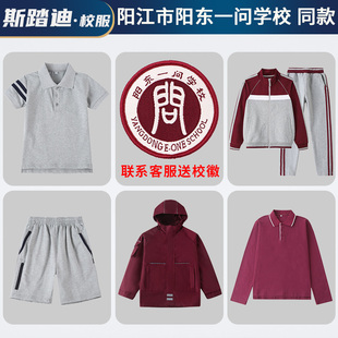 阳江市一问学校校服阳东小学中学高中运动服灰色夏装枣红冬装套装