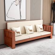 新中式全实木沙发客厅，现代简约布艺单人，椅小户型欧式懒人沙发组合