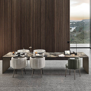 意式天然大理石餐桌长方形现代简约轻奢高端餐台家用客厅极简饭桌