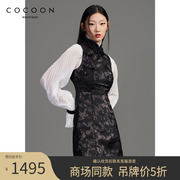 COCOON商场同款气质上衣帅气马甲式假两件套连衣裙