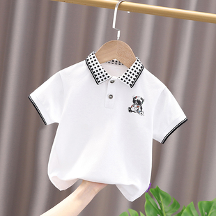儿童短袖t恤小童polo衫，2023夏装男童翻领，半袖1-5岁宝宝上衣潮