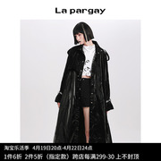 纳帕佳长款风衣2023秋冬女式黑色长袖个性，休闲设计感小众外套