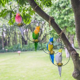 仿真鹦鹉装饰摆件假鸟 仿真鸟 装饰小鸟动物庭院花园树上装饰挂件