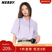 NERDY2023春夏经典logo珠地布Polo领短袖男女同款运动时尚T恤