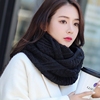 韩版秋冬季女士保暖加厚针织毛线围脖套头 学生冬天百搭原宿 黑色