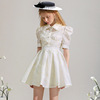 法式温柔风白色连衣裙2024年夏小个子优雅提花娃娃领短裙