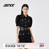jamor黑色polo款式套装，女夏季字母图案，时尚都市两件套