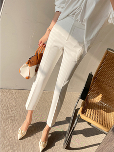 g2000白色西装裤女式春秋季ol九分工作裤高腰，显瘦职业质感直筒小