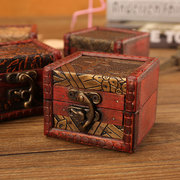 藏宝箱木盒仿古小方盒欧式复古盒子木制桌上储物首饰收纳盒装饰品
