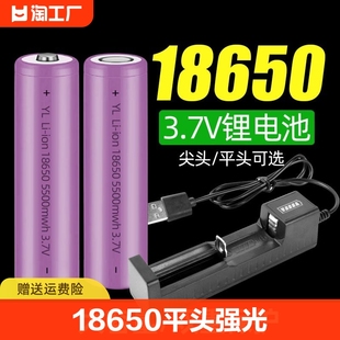 18650充电锂电池尖平头3.7v强光手电筒头灯，喇叭4.2v电池充电器