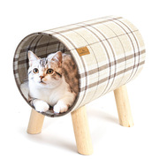 猫窝冬季保暖猫洞可拆洗简约木质圆筒，猫咪猫床猫窝带垫子宠物用品