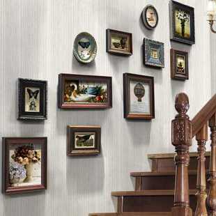 美式乡村复古楼梯实木照片墙，欧式挂墙相框组合相片墙创意礼物