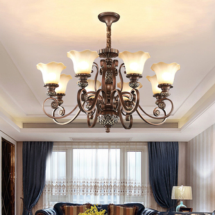 美式客厅吊灯乡村风格，复古复式楼大吊灯，奢华简约欧式卧室餐厅灯具