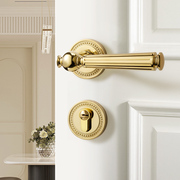 室内卧室门锁金色房间家用木门，门把手分体静音，磁吸复古法式房门锁