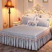 纯色韩版夹棉床裙单件，裙式床罩蕾丝花边，加厚1.5米1.8x2.0床套床单