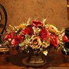 客厅仿真花套装假花装饰绢花，玫瑰餐桌摆件，盆栽欧式花瓶插花艺摆设