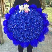 99朵蓝色妖姬卡通花束创意圣诞节花束情人节礼物支持代发