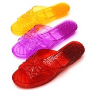 水晶凉鞋老式果冻透明水晶塑料，平跟女拖鞋女士夏季坡跟厚底室