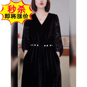 高级感黑色连衣裙女秋装2023法式气质长裙奢华时尚蕾丝裙子