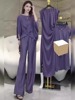 紫色高级感时尚套装女今年流行设计感蝙蝠，袖上衣高腰阔腿长裤