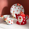 手绘款早餐咖啡欧式小众陶瓷茶壶泡茶壶家用单壶侧把套装茶具神器