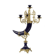 欧式美式陶瓷配铜烛台美式古典纯铜摆件高端家居客厅软装饰品摆设
