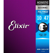 elixir伊利克斯民谣木吉他琴弦，11000套装ployweb镀膜黄铜线(黄铜线)10-47