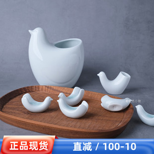 日本进口波佐见烧白山陶器创意小鸟筷子架筷托陶瓷餐桌小摆件
