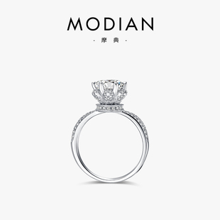 modian925纯银二克拉钻戒仿真钻石，戒指女结婚求婚情侣对戒婚戒
