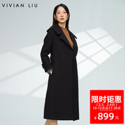 VIVIAN LIU薇薇安刘R2357312秋女装大翻领系腰带长款针织外套