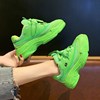 绿色厚底女鞋荧光绿色鞋女潮，2020夏季网，红网面透气厚底运动鞋