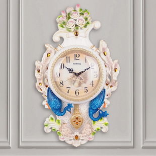 欧式钟表孔雀客厅挂钟静音大号时尚家用创意卧室钟装饰时钟壁挂表
