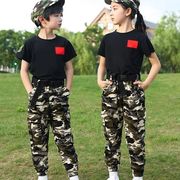 儿童迷彩服套装男童夏季军训服战狼男女童夏令营户外特种兵演出服