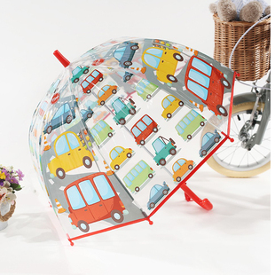小汽车工程队透明儿童雨伞幼儿园，创意可爱卡通宝宝，学生男孩伞