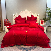 十件套结婚床品红色，六件套棉新婚庆四件套，龙凤刺绣全贡缎
