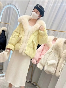 狐狸毛短款羽绒服女款2023年冬季设计感大毛领时尚小个子外套