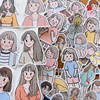 韩国ins手绘男孩女孩贴纸装饰防水小图案少女日常手账不干胶贴画