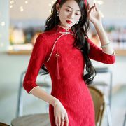 新中式改良旗袍秋季女装，中国风年轻款少女，端珍珠连衣裙旗袍