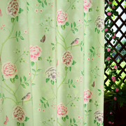 北欧现代美式田园花鸟花卉，图案十字棉麻亚麻印花窗帘，布料成品加工