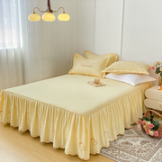 ins纯棉韩式公主风床裙单件床罩1.8全棉床单三件套可裸睡防滑床垫