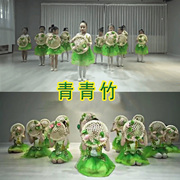 青青竹舞蹈演出服女童可爱蓬蓬，纱裙绿色公主裙，儿童春晓小草表演服