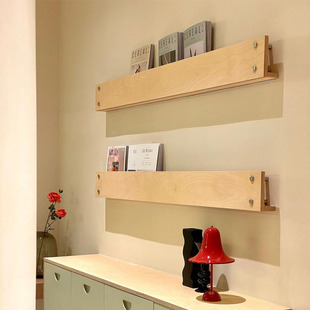 实木墙上杂志架客厅创意收纳层板书报架展示架绘本置物架简易书架