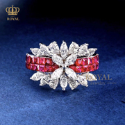 royal珠宝1.57ct红宝石戒指，女设计时尚钻石18k金镶嵌(金镶嵌)优雅知性送礼
